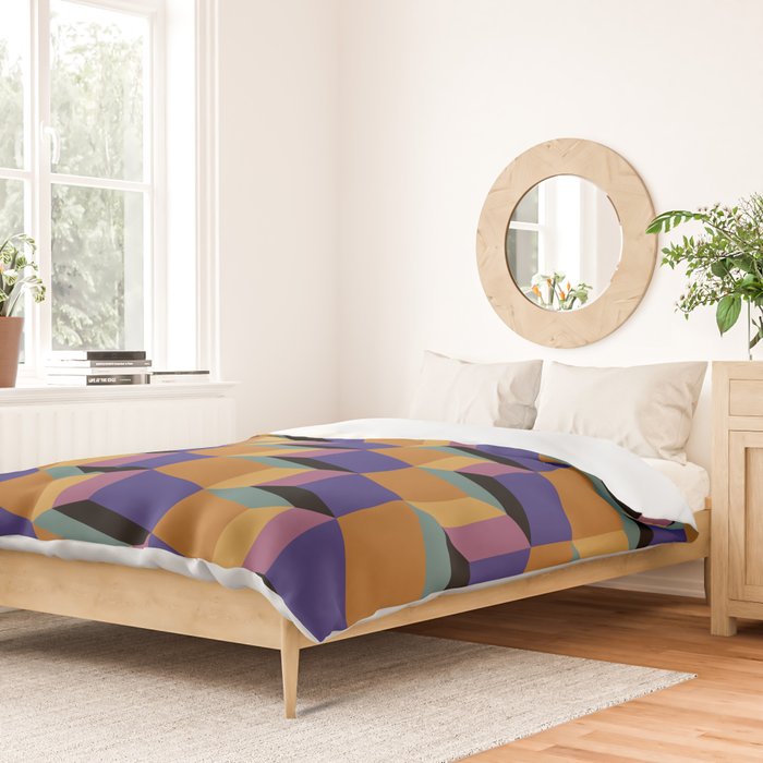 Cuboid Geometric Abstract Shapes Pattern XX Duvet Cover Gallery Image 2