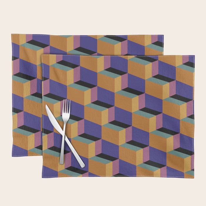 Cuboid Geometric Abstract Shapes Pattern XX Placemat Gallery Image 1