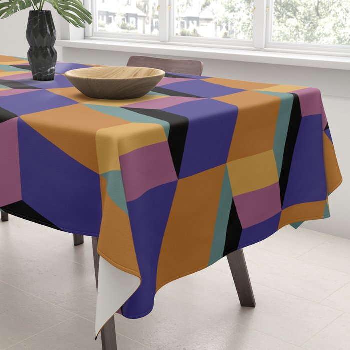 Cuboid Geometric Abstract Shapes Pattern XX Tablecloth Gallery Image 3