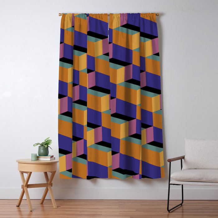 Cuboid Geometric Abstract Shapes Pattern XX Window Curtain Gallery Image 1