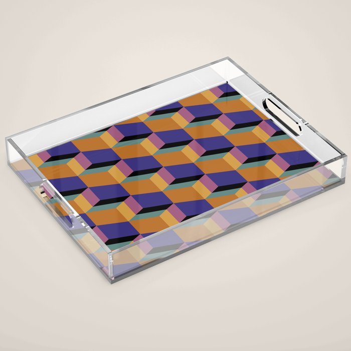 Cuboid Geometric Abstract Shapes Pattern XX Acrylic Tray Gallery Image 1