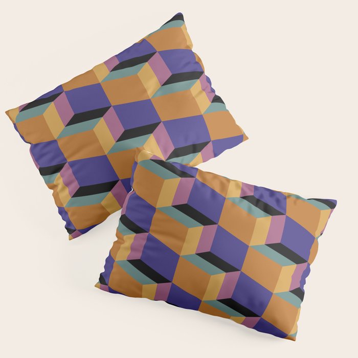 Cuboid Geometric Abstract Shapes Pattern XX Pillow Sham Gallery Image 3