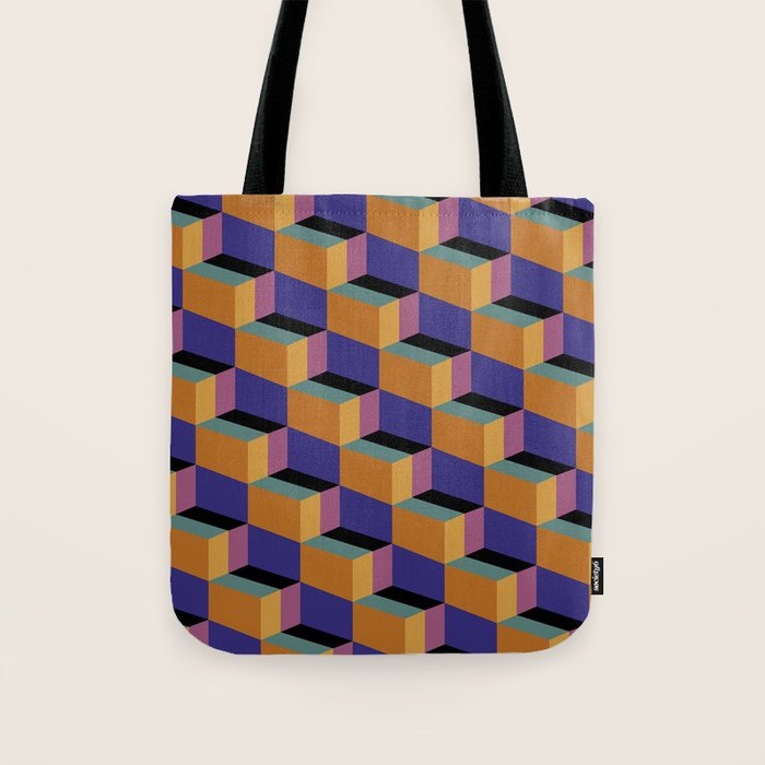 Cuboid Geometric Abstract Shapes Pattern XX Tote Bag Gallery Image 1