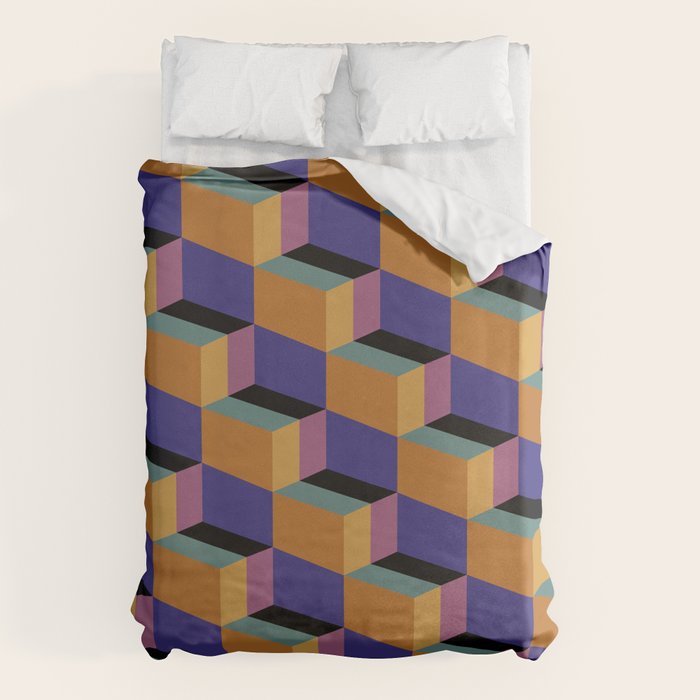 Cuboid Geometric Abstract Shapes Pattern XX Duvet Cover Gallery Image 6