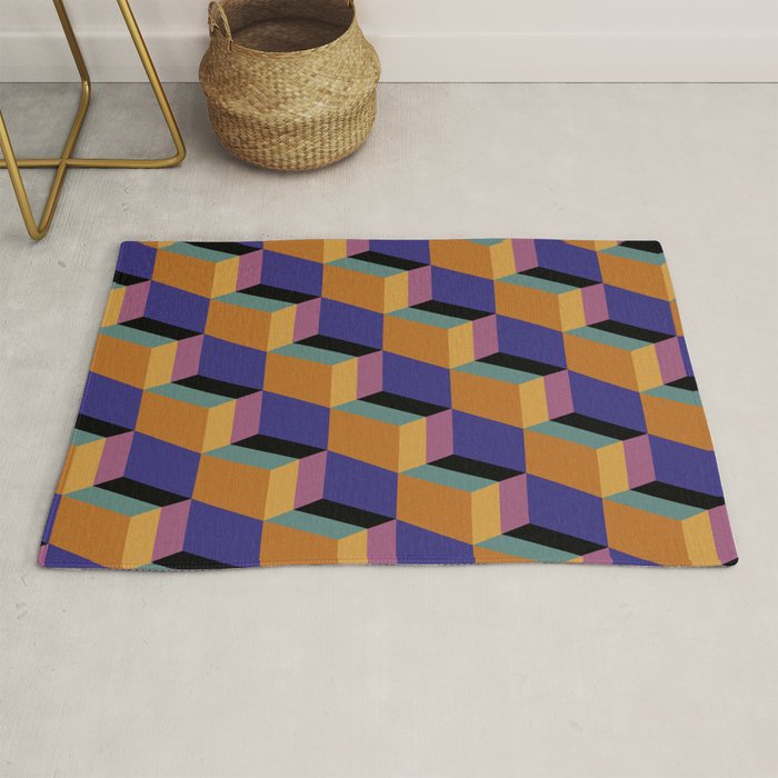 Cuboid Geometric Abstract Shapes Pattern XX Rug Gallery Image 1