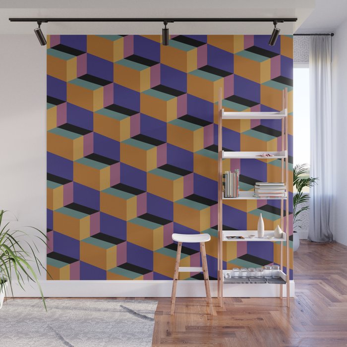 Cuboid Geometric Abstract Shapes Pattern XX Wall Mural Gallery Image 1