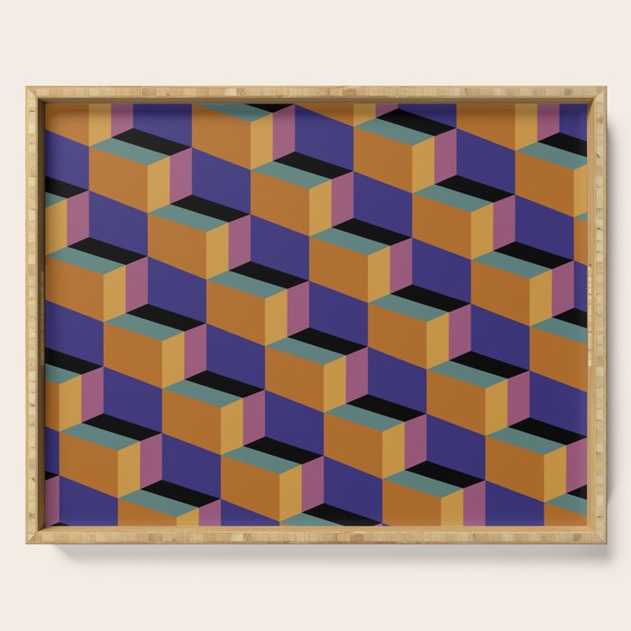 Cuboid Geometric Abstract Shapes Pattern XX Serving Tray Gallery Image 1