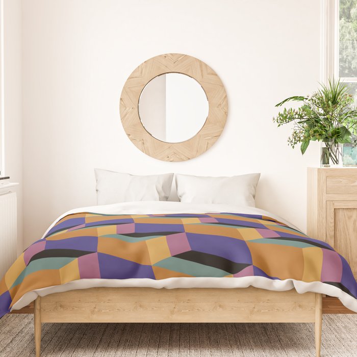 Cuboid Geometric Abstract Shapes Pattern XX Duvet Cover Gallery Image 3