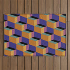 Cuboid Geometric Abstract Shapes Pattern XX Outdoor Rug Gallery Image 1