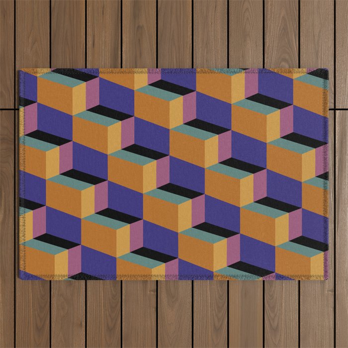 Cuboid Geometric Abstract Shapes Pattern XX Outdoor Rug Gallery Image 1