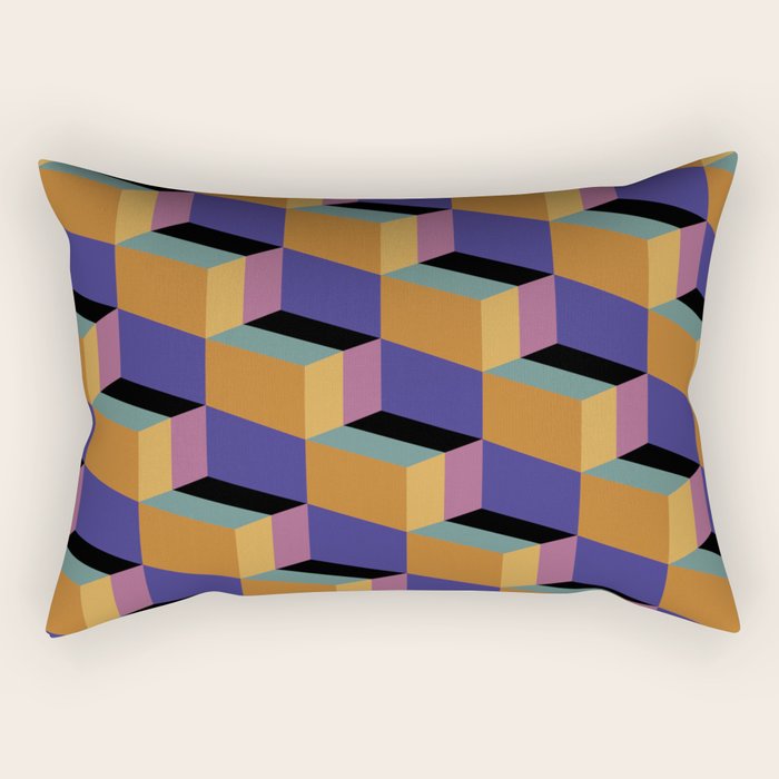 Cuboid Geometric Abstract Shapes Pattern XX Rectangular Pillow Gallery Image 1