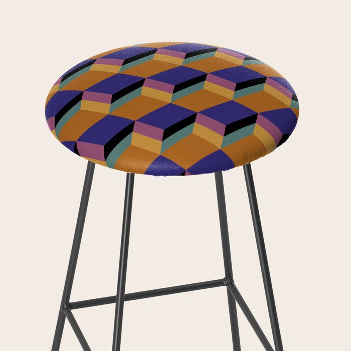 Cuboid Geometric Abstract Shapes Pattern XX Stool Gallery Image 2