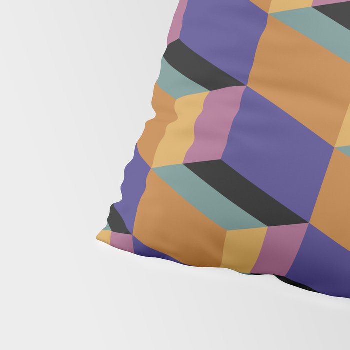 Cuboid Geometric Abstract Shapes Pattern XX Pillow Sham Gallery Image 4