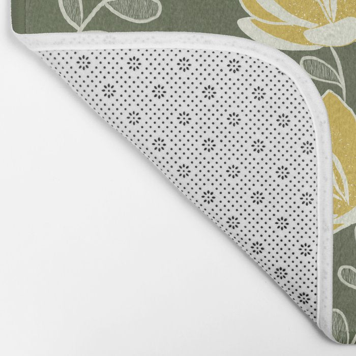 Gold on Green Blooms Bath Mat Gallery Image 2
