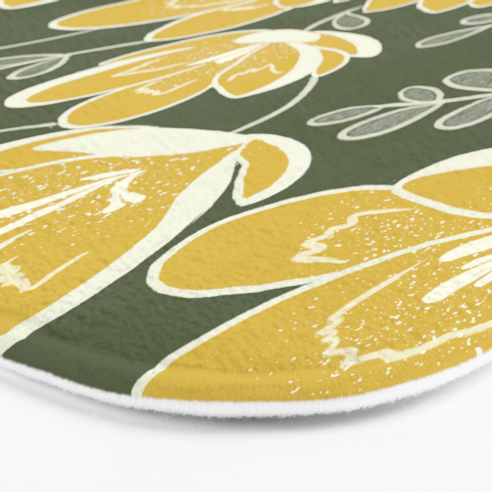 Gold on Green Blooms Bath Mat Gallery Image 3