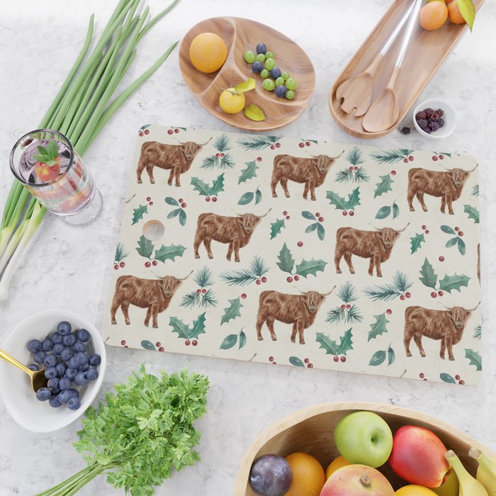 Farm house Christmas Burlap Cutting Board Gallery Image 2