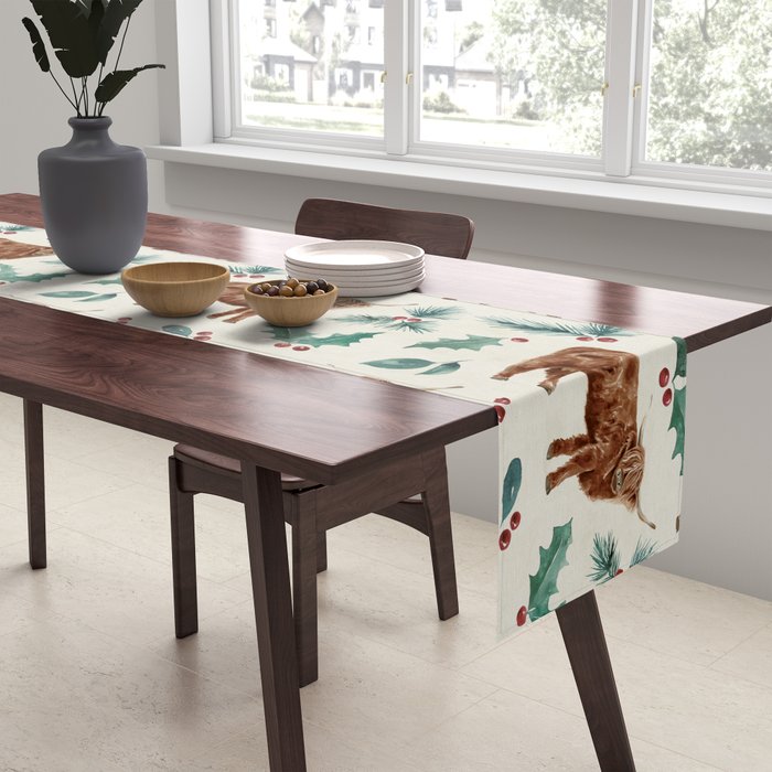 Farm house Christmas Burlap Table Runner Gallery Image 2