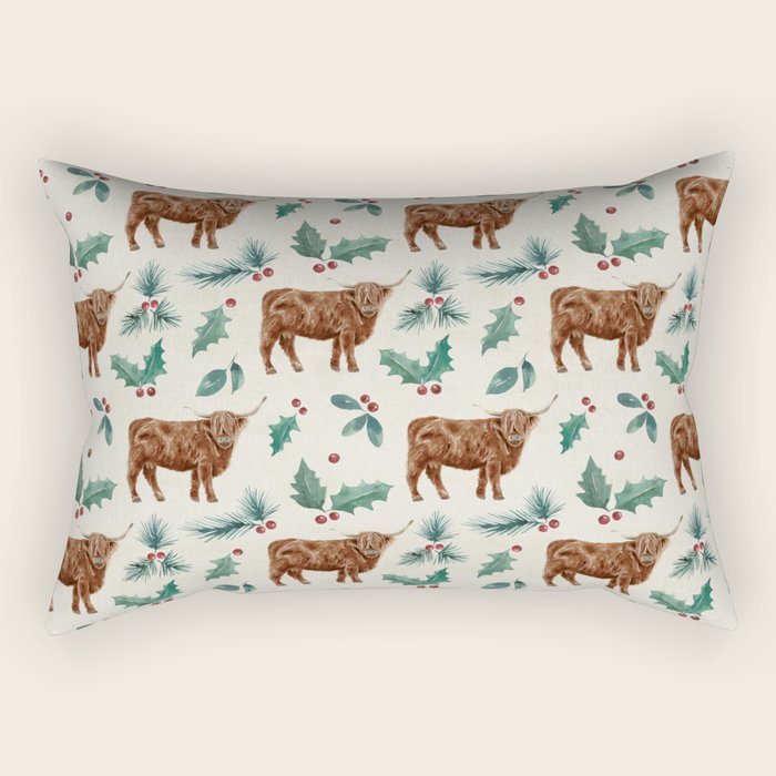 Farm house Christmas Burlap Rectangular Pillow Gallery Image 2