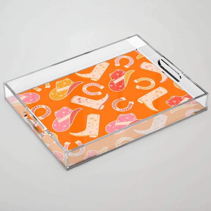 Cowgirl Pattern #cowgirl #cowgirlpattern Acrylic Tray Gallery Image 1