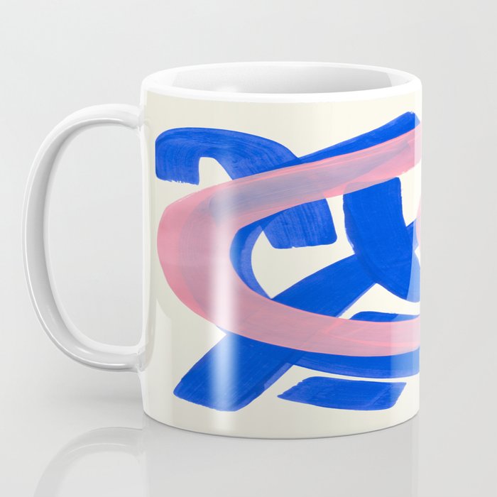 Tribal Pink Blue Fun Colorful Mid Century Modern Abstract Painting Shapes Pattern Coffee Mug Gallery Image 3