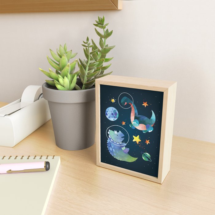 Space Triceratops dinosaur Mini Art Print Gallery Image 2
