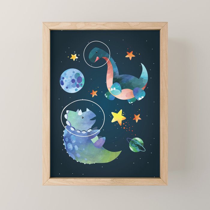 Space Triceratops dinosaur Mini Art Print Gallery Image 1