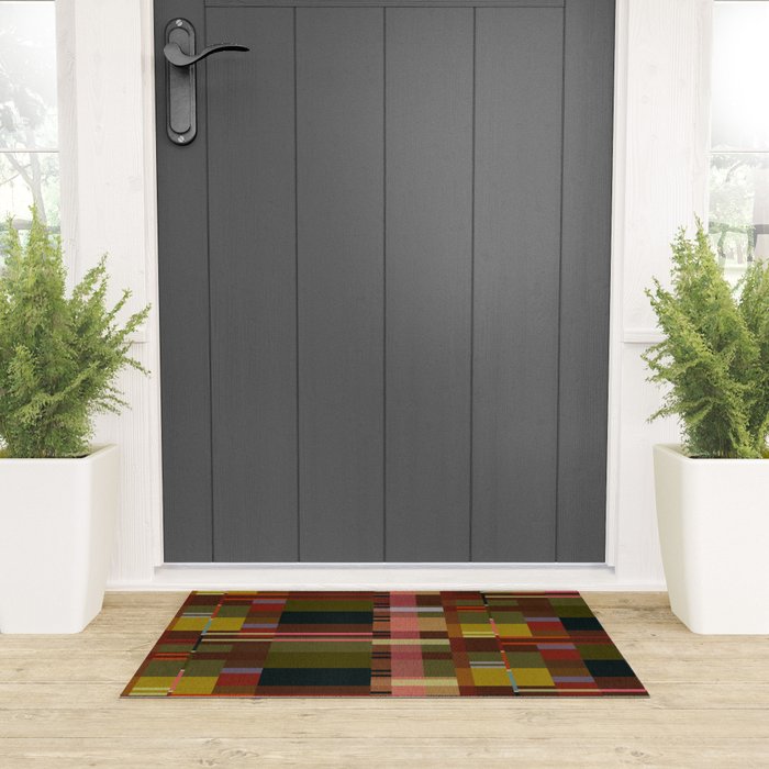 Offset Colorblock Dark Welcome Mat Gallery Image 3