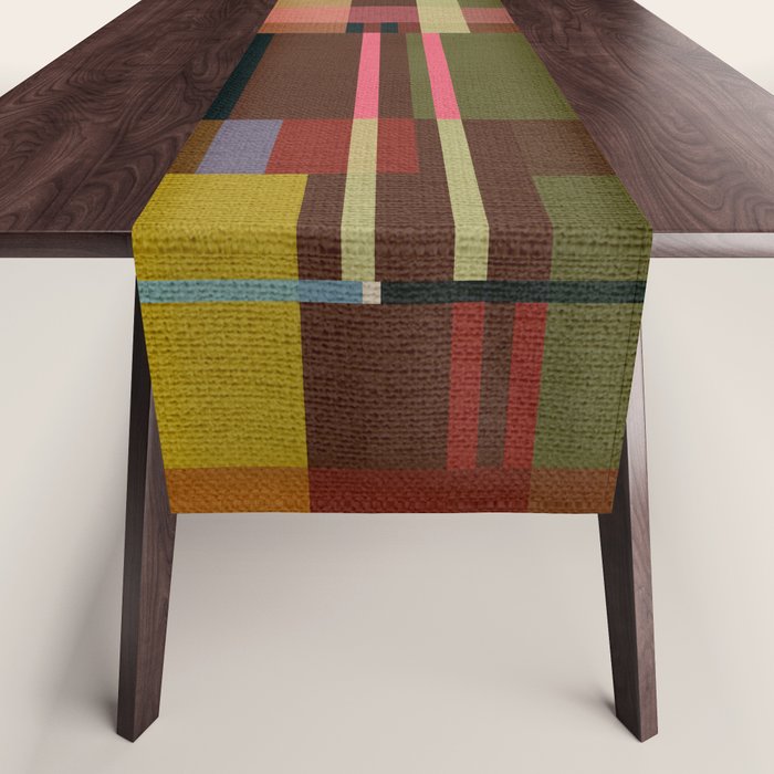 Offset Colorblock Dark Table Runner Gallery Image 1