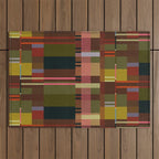 Offset Colorblock Dark Outdoor Rug Gallery Image 1