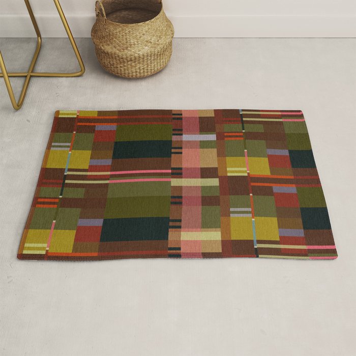 Offset Colorblock Dark Rug Gallery Image 1