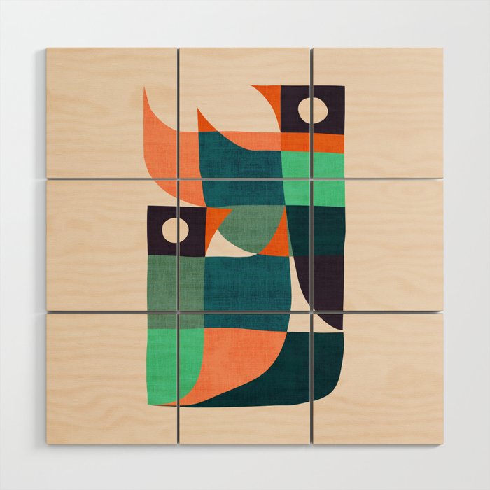 Two birds dancing Wood Wall Art Gallery Image 1