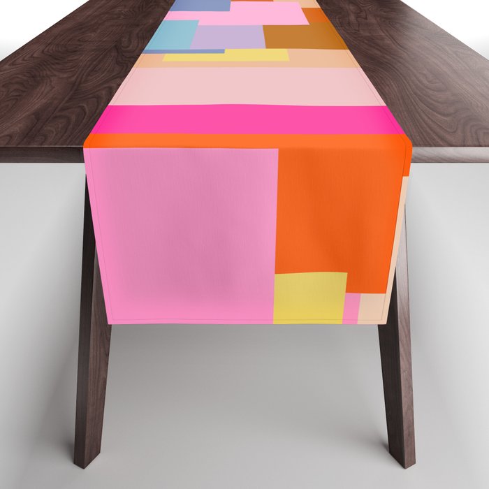 Color Block Print Mid Century Modern Retro Wall Art Geometric Pattern Abstract Table Runner Gallery Image 1