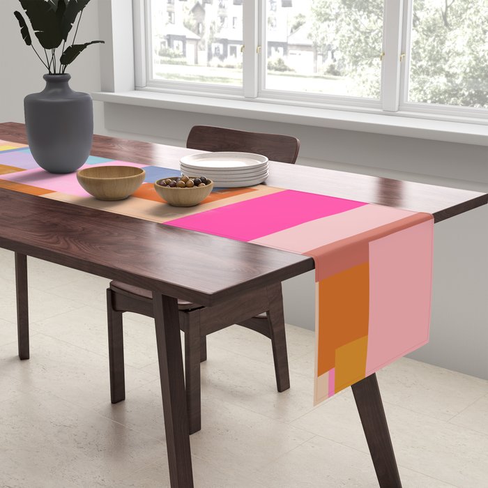 Color Block Print Mid Century Modern Retro Wall Art Geometric Pattern Abstract Table Runner Gallery Image 2