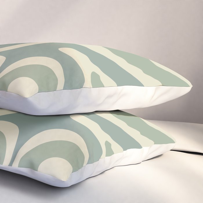 Modern Retro Liquid Swirl Abstract in Eucalyptus Green Pillow Sham Gallery Image 3