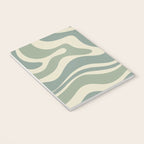 Modern Retro Liquid Swirl Abstract in Eucalyptus Green Notebook Gallery Image 3