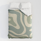 Modern Retro Liquid Swirl Abstract in Eucalyptus Green Comforter Gallery Image 6