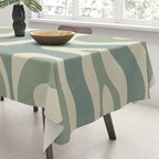 Modern Retro Liquid Swirl Abstract in Eucalyptus Green Tablecloth Gallery Image 3