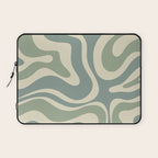 Modern Retro Liquid Swirl Abstract in Eucalyptus Green Laptop Sleeve Gallery Image 1