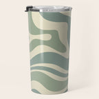 Modern Retro Liquid Swirl Abstract in Eucalyptus Green Travel Mug Gallery Image 3