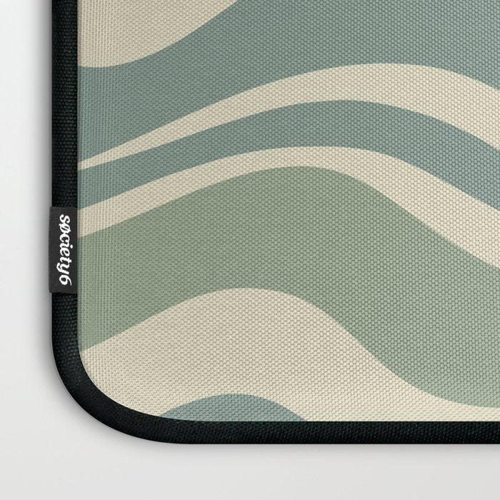 Modern Retro Liquid Swirl Abstract in Eucalyptus Green Laptop Sleeve Gallery Image 3