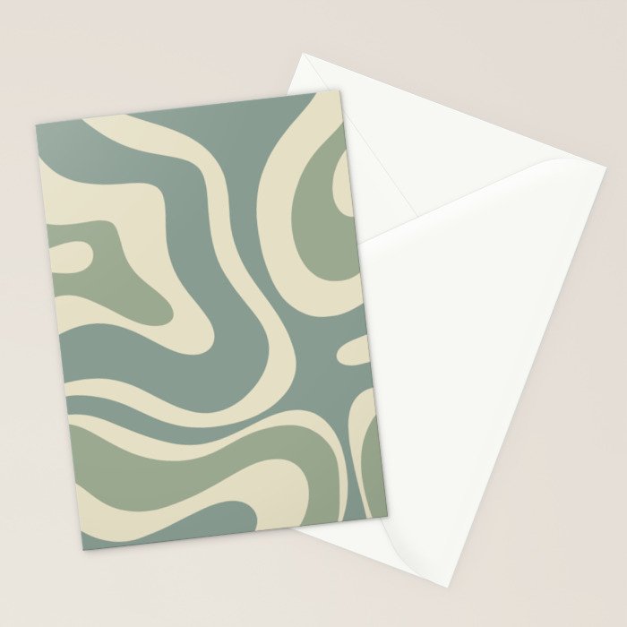 Modern Retro Liquid Swirl Abstract in Eucalyptus Green Stationery Card Gallery Image 2