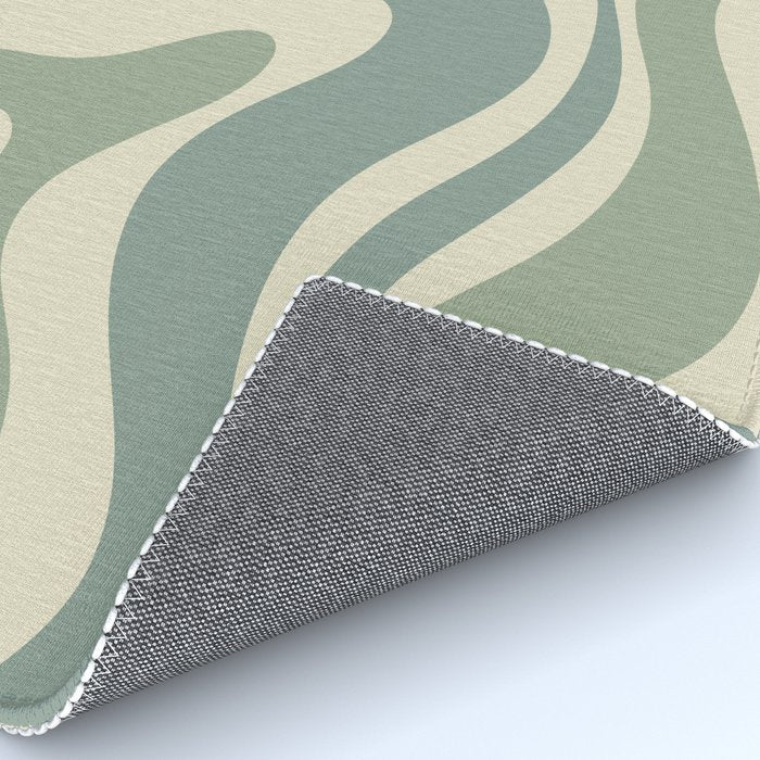 Modern Retro Liquid Swirl Abstract in Eucalyptus Green Rug Gallery Image 4