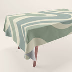Modern Retro Liquid Swirl Abstract in Eucalyptus Green Tablecloth Gallery Image 1