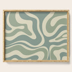 Modern Retro Liquid Swirl Abstract in Eucalyptus Green Serving Tray Gallery Image 1