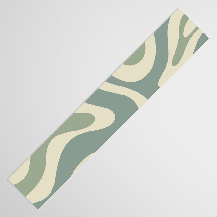 Modern Retro Liquid Swirl Abstract in Eucalyptus Green Table Runner Gallery Image 3