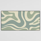 Modern Retro Liquid Swirl Abstract in Eucalyptus Green Desk Mat Gallery Image 3
