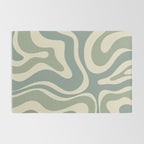 Modern Retro Liquid Swirl Abstract in Eucalyptus Green Rug Gallery Image 2