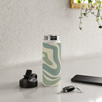 Modern Retro Liquid Swirl Abstract in Eucalyptus Green Water Bottle Gallery Image 4