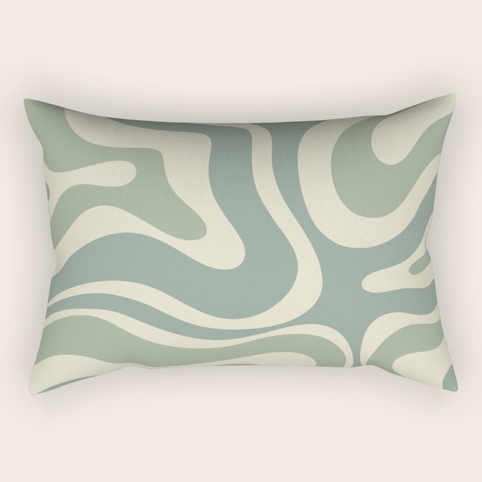 Modern Retro Liquid Swirl Abstract in Eucalyptus Green Rectangular Pillow Gallery Image 2