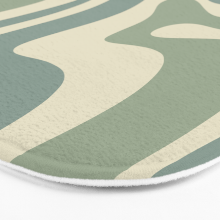 Modern Retro Liquid Swirl Abstract in Eucalyptus Green Bath Mat Gallery Image 3